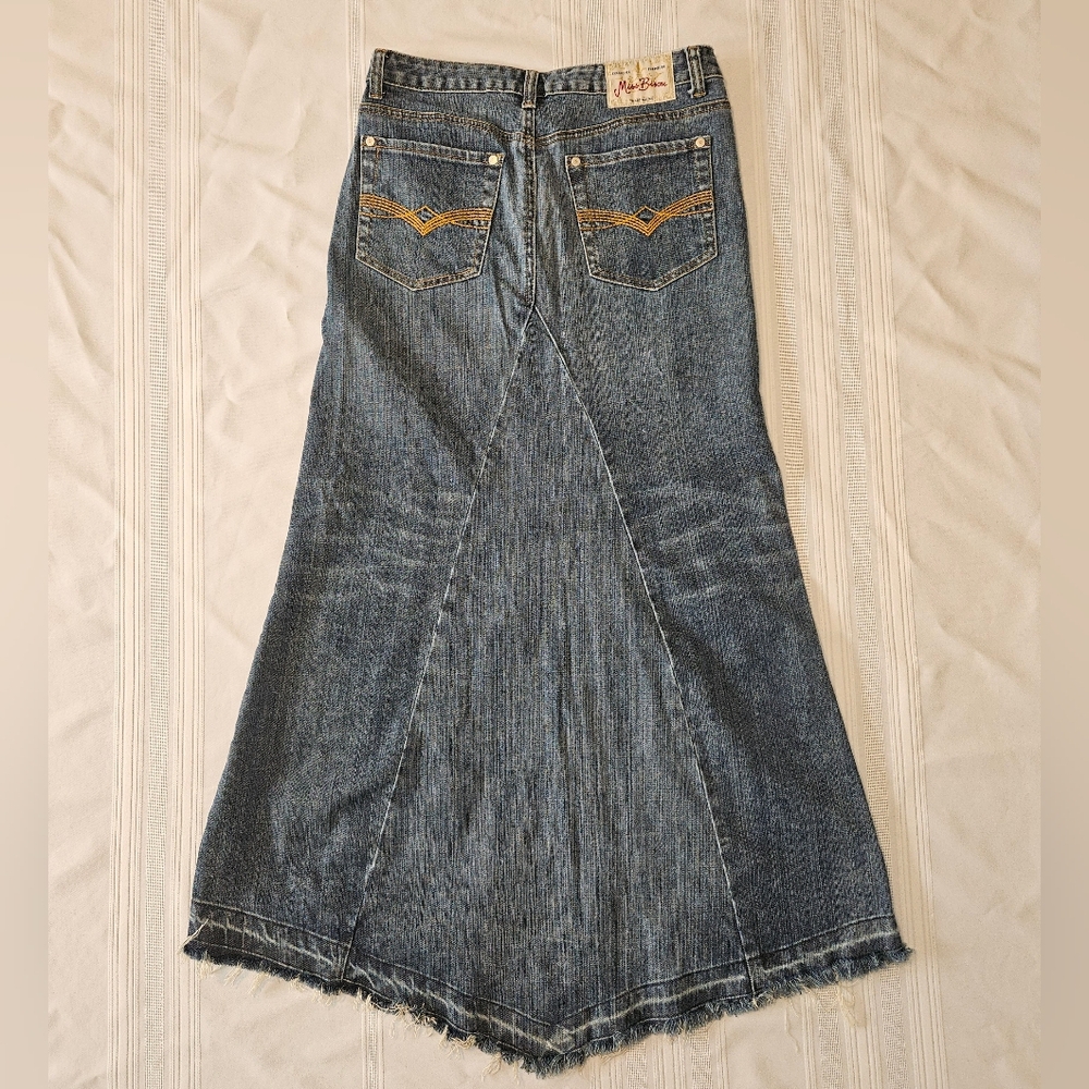 Vintage Y2K Miss Bisou Denim Maxi Skirt High Low Size 5 (Juniors) - Picture 2 of 16
